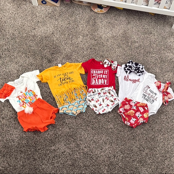 Target, Chick-Fil-A, Tacos and Easter baby photo bummies outfit sets - Picture 1 of 8